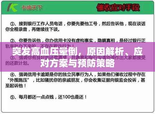 突发高血压晕倒,原因解析、应对方案与预防策略