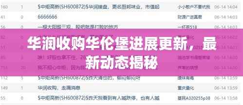 华润收购华伦堡进展更新,最新动态揭秘